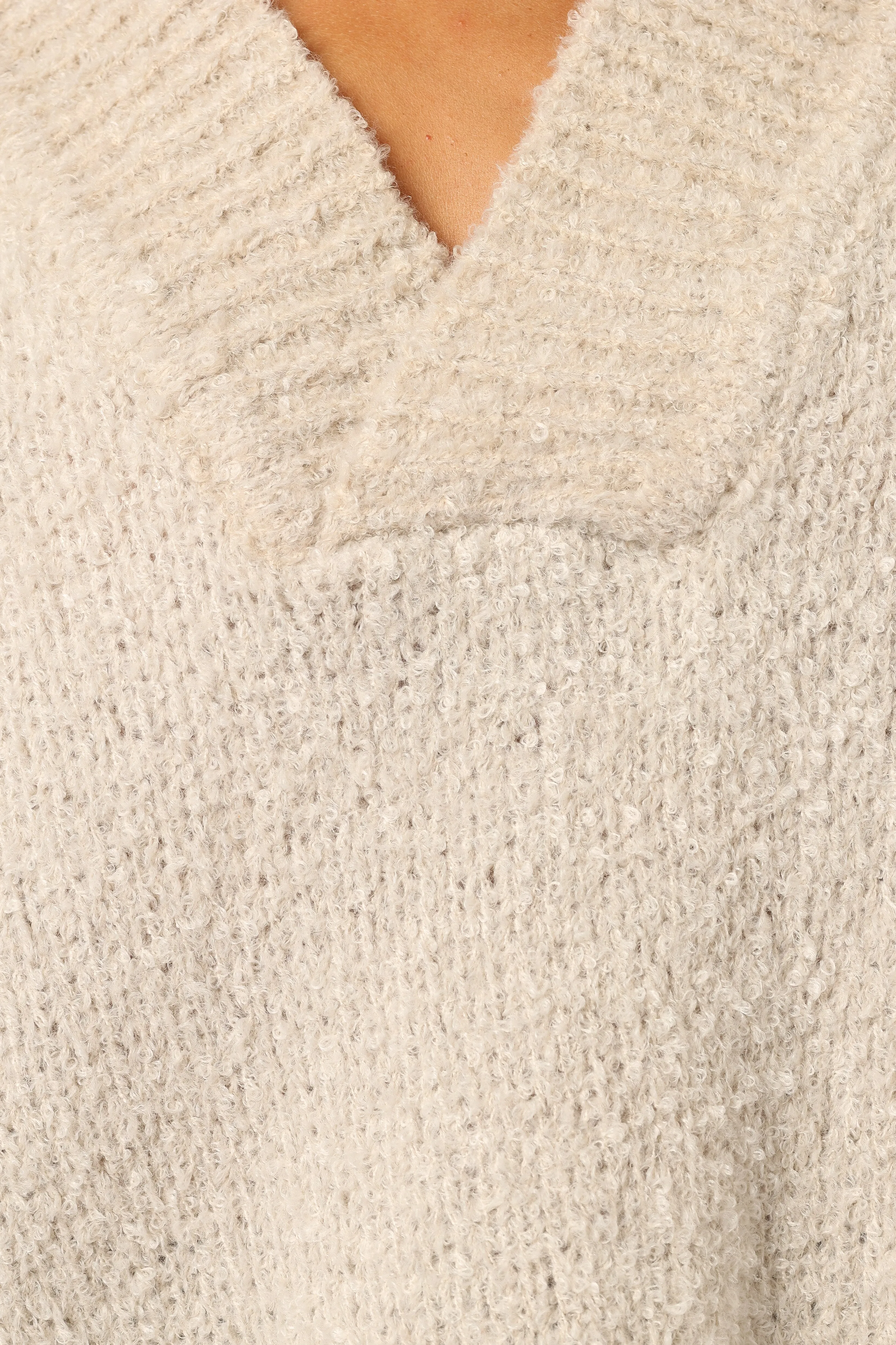 Charisma Vneck Knit Sweater - Beige