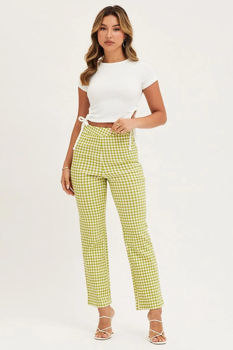 Check Slim Pants High Rise