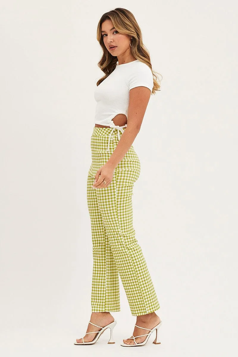 Check Slim Pants High Rise
