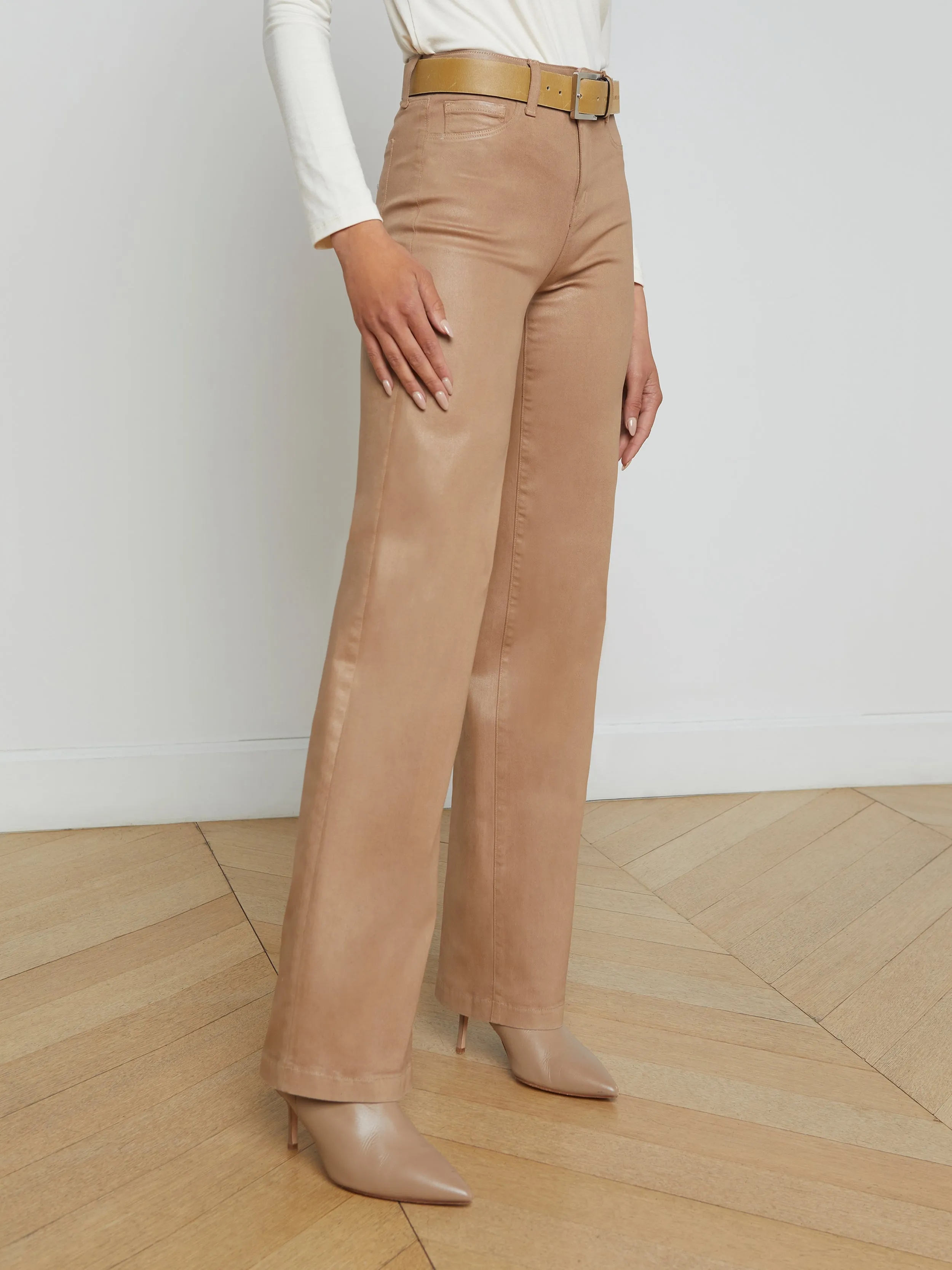 Clayton Coated Wide-Leg Jean