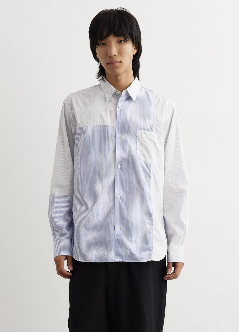 Cotton Stripe Panel Shirt