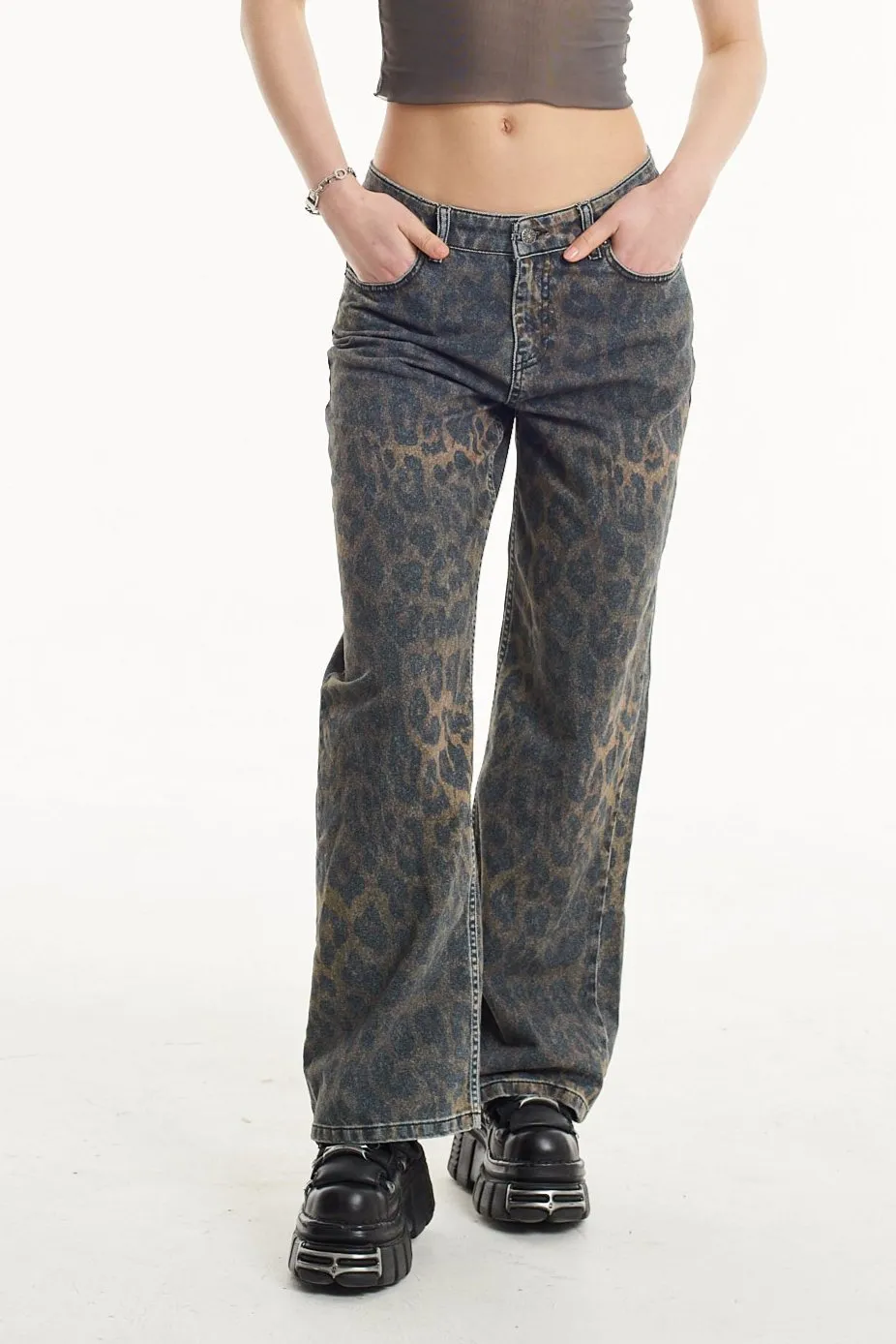 Dark Leopard Release Jeans