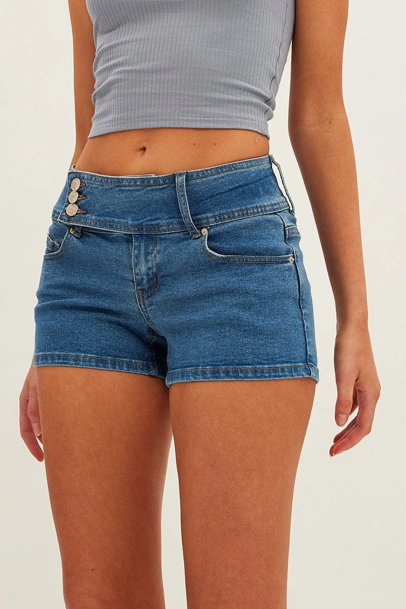 Denim Low Rise Denim Shorts Skinny