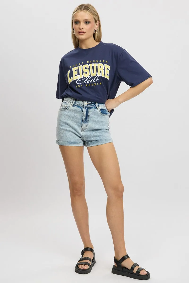 Denim Mom Shorts High Rise Stretch