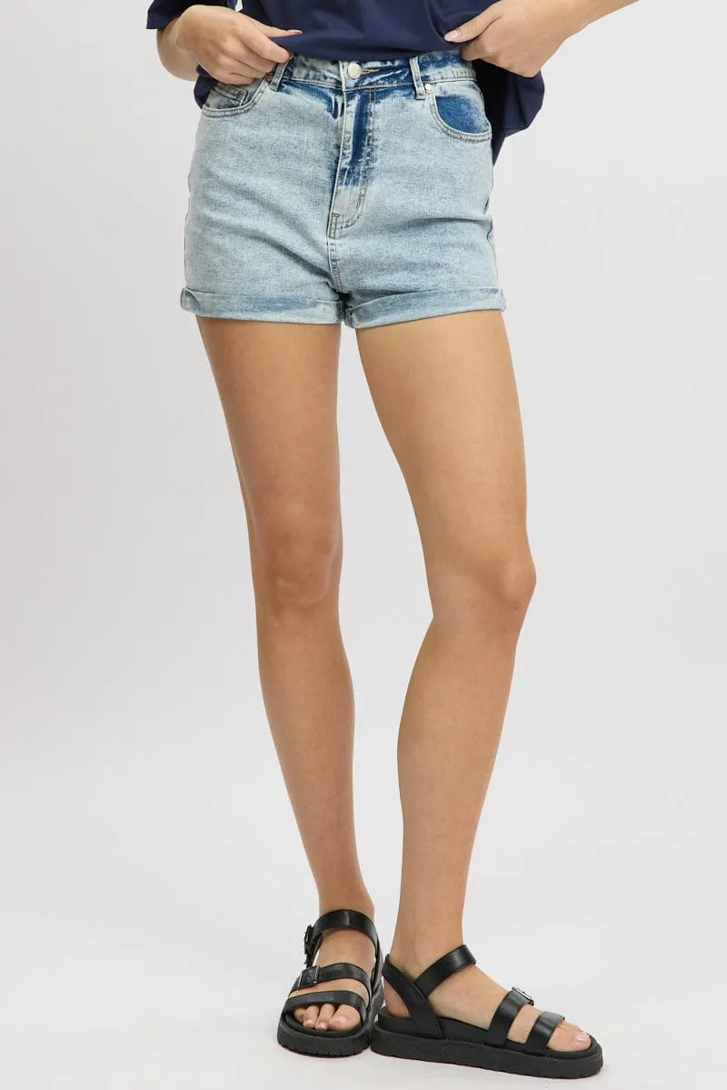 Denim Mom Shorts High Rise Stretch