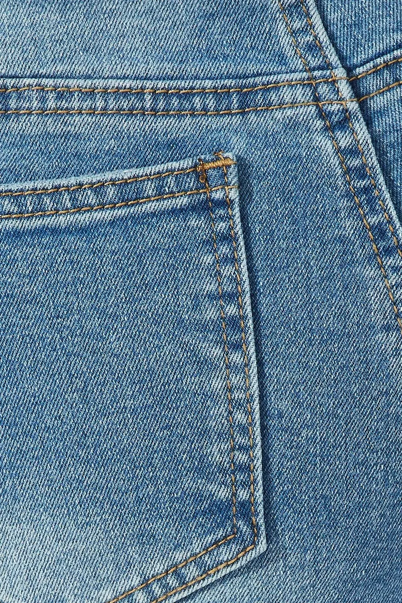 Denim Stretch Denim Short Roll Up Hem