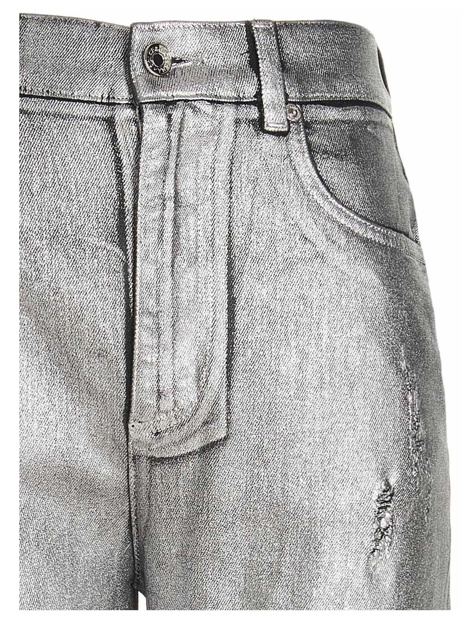 Dolce & Gabbana High-Waisted Distressed Metallic Jeans