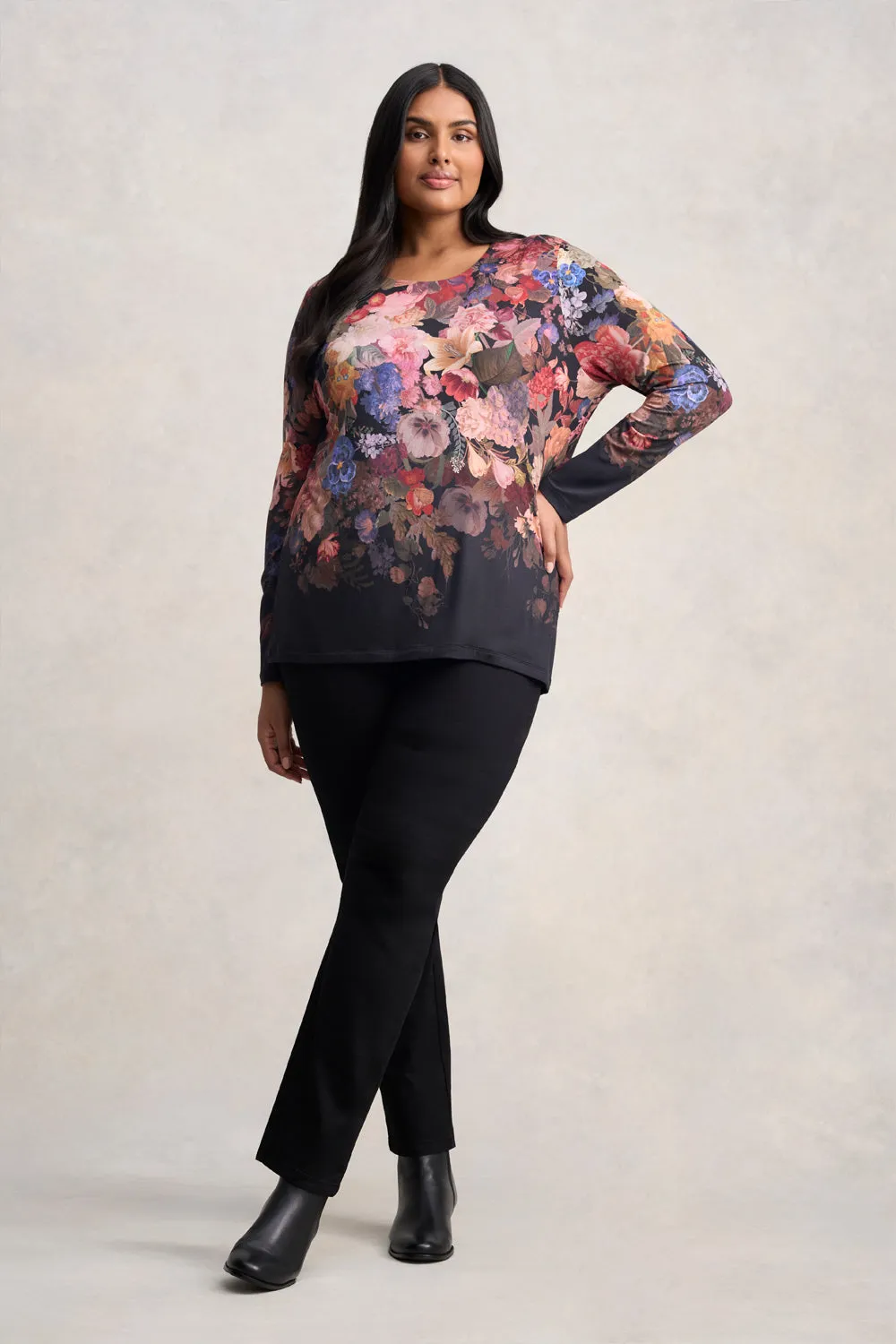 Double Layer Long Sleeve Tee - Midnight Floral