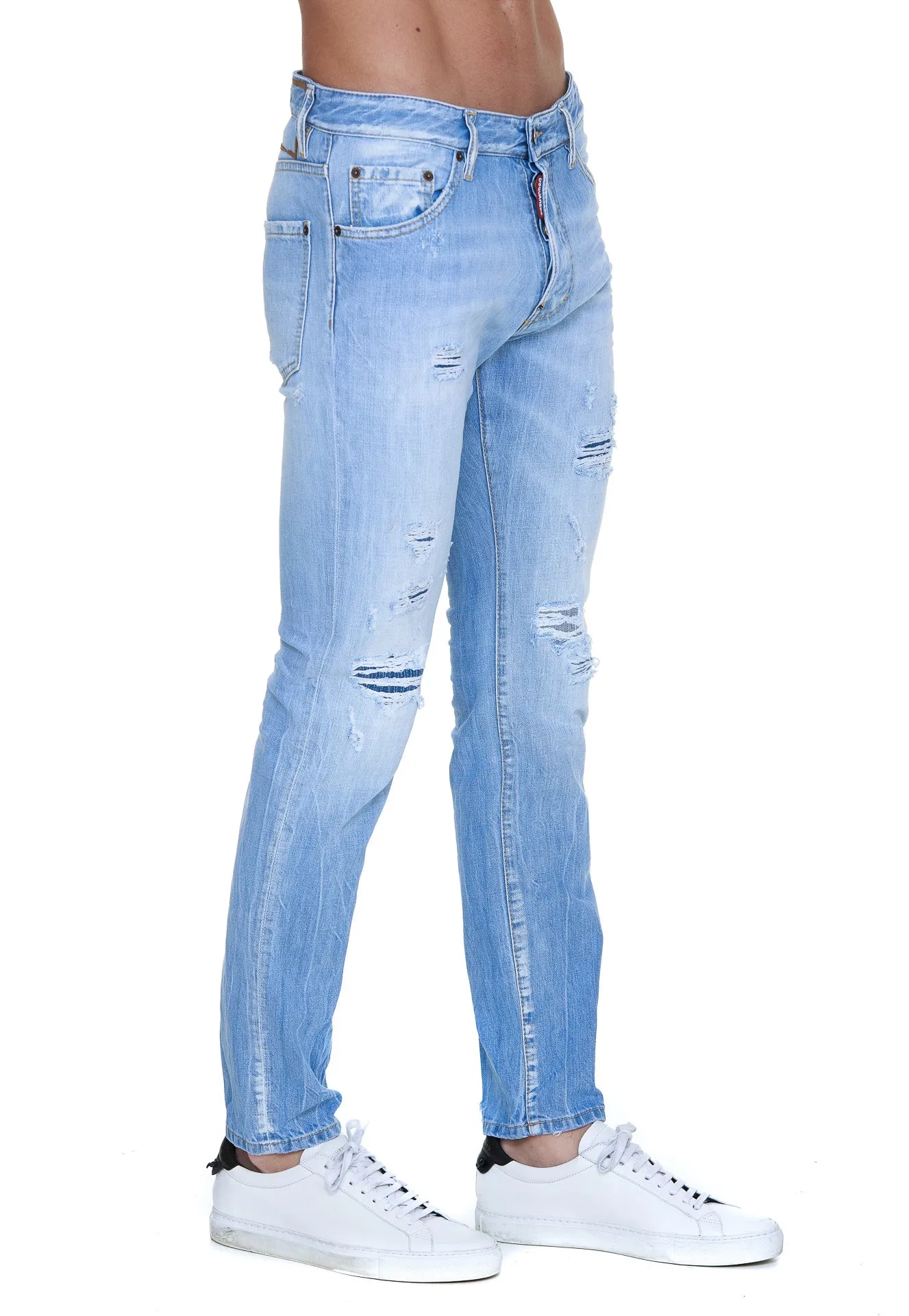 Dsquared2 Faded Effect Straight Leg Jeans