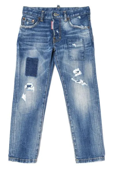 Dsquared2 Kids Distressed Straight Leg Jeans