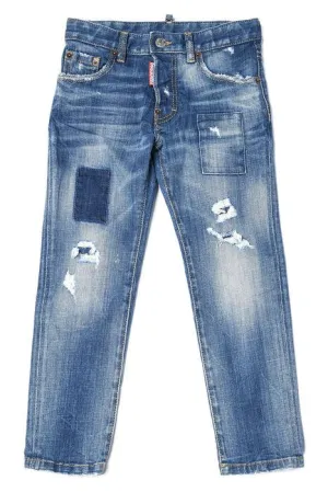 Dsquared2 Kids Distressed Straight Leg Jeans