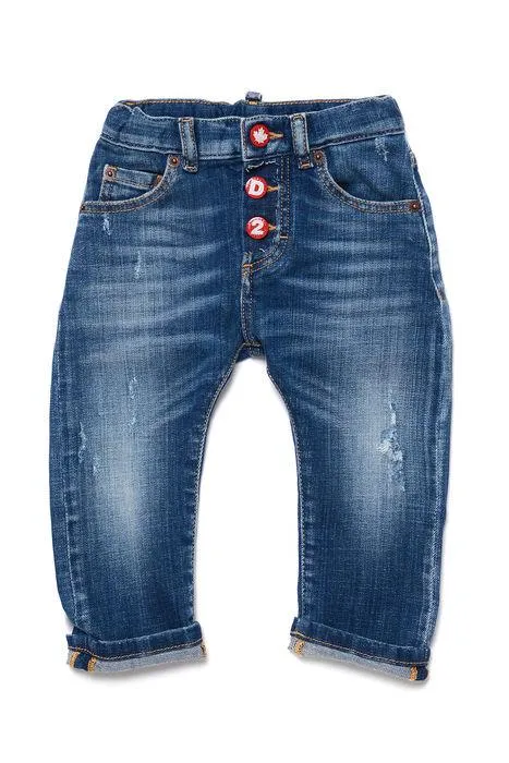 Dsquared2 Kids Logo Detailed Straight Leg Jeans