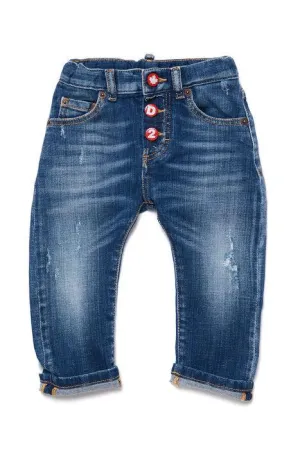Dsquared2 Kids Logo Detailed Straight Leg Jeans