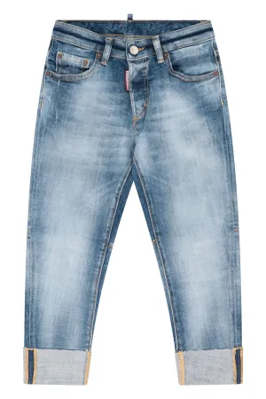 Dsquared2 Kids Mid Waist Logo Patch Jeans