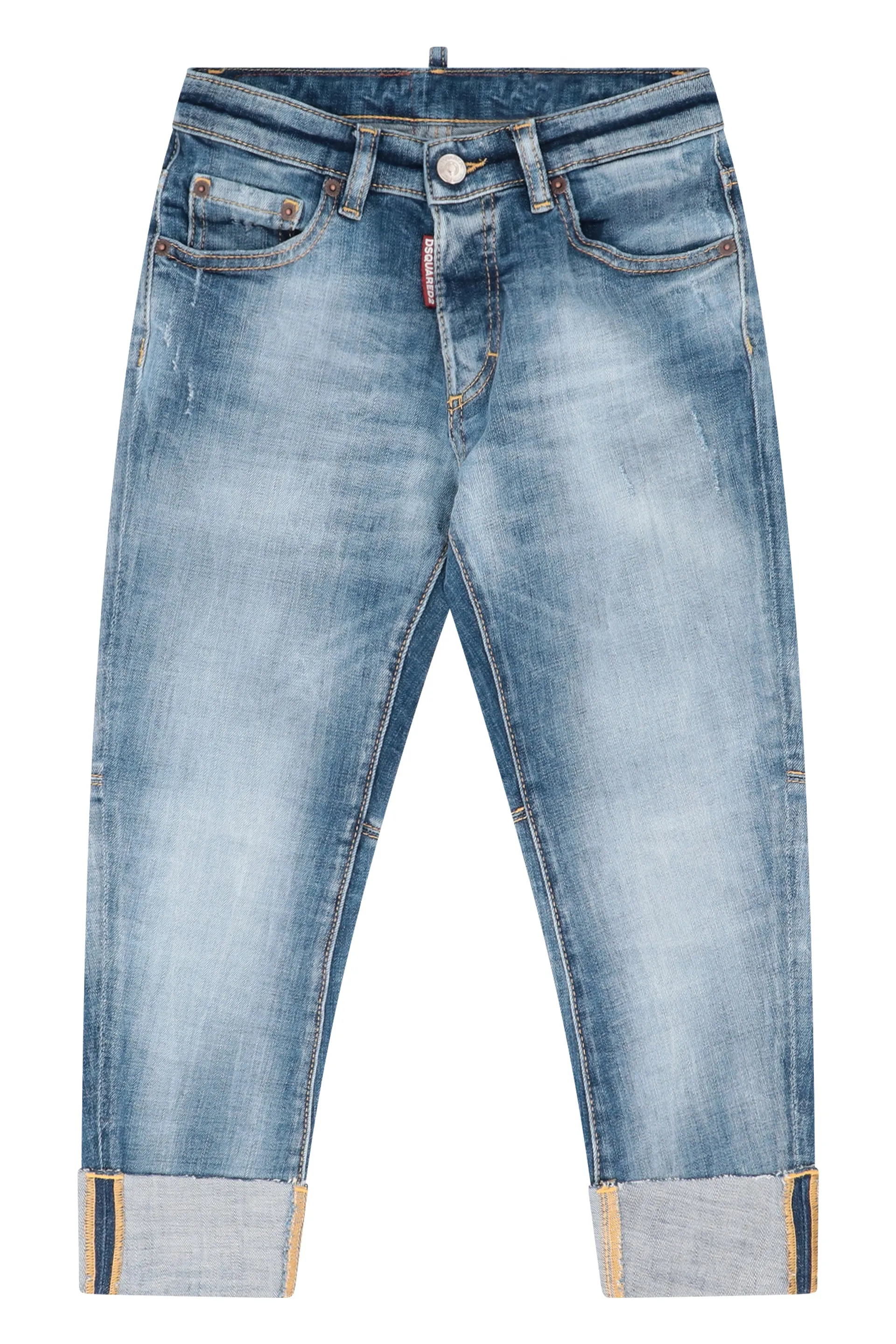 Dsquared2 Kids Mid Waist Logo Patch Jeans
