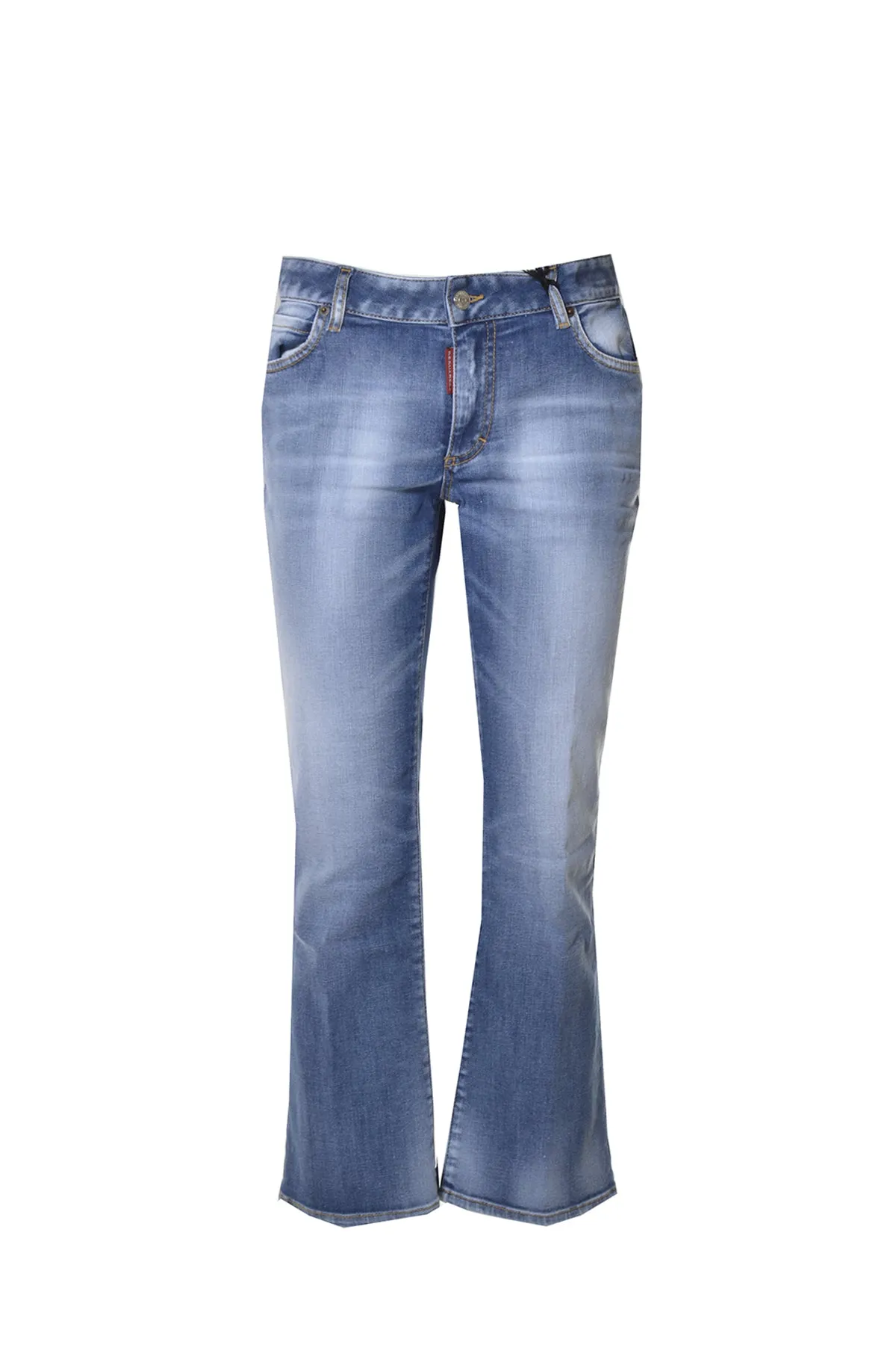 Dsquared2 Logo Patch Cropped Bootcut Jeans