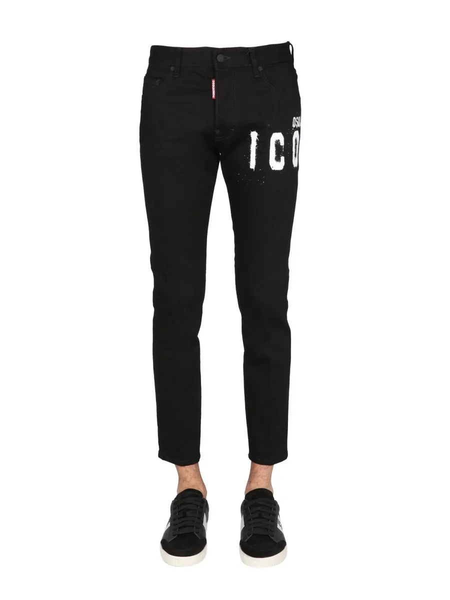 Dsquared2 Logo Printed Low-Rise Jeans
