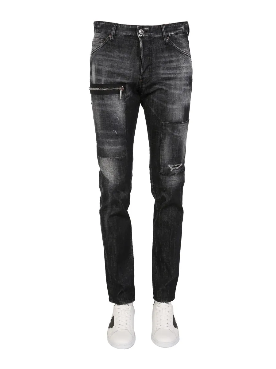 Dsquared2 Zip Pocket Detailed Ripped Jeans