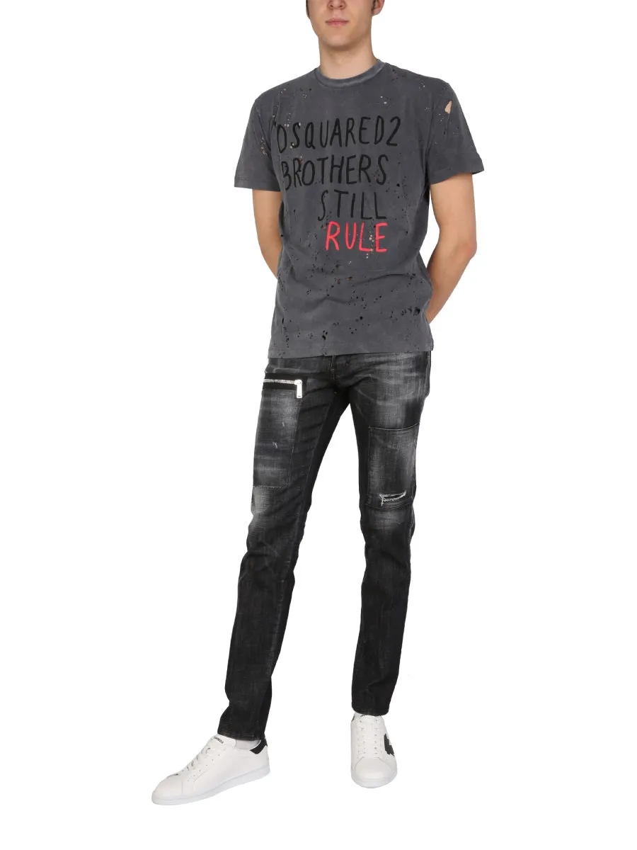 Dsquared2 Zip Pocket Detailed Ripped Jeans