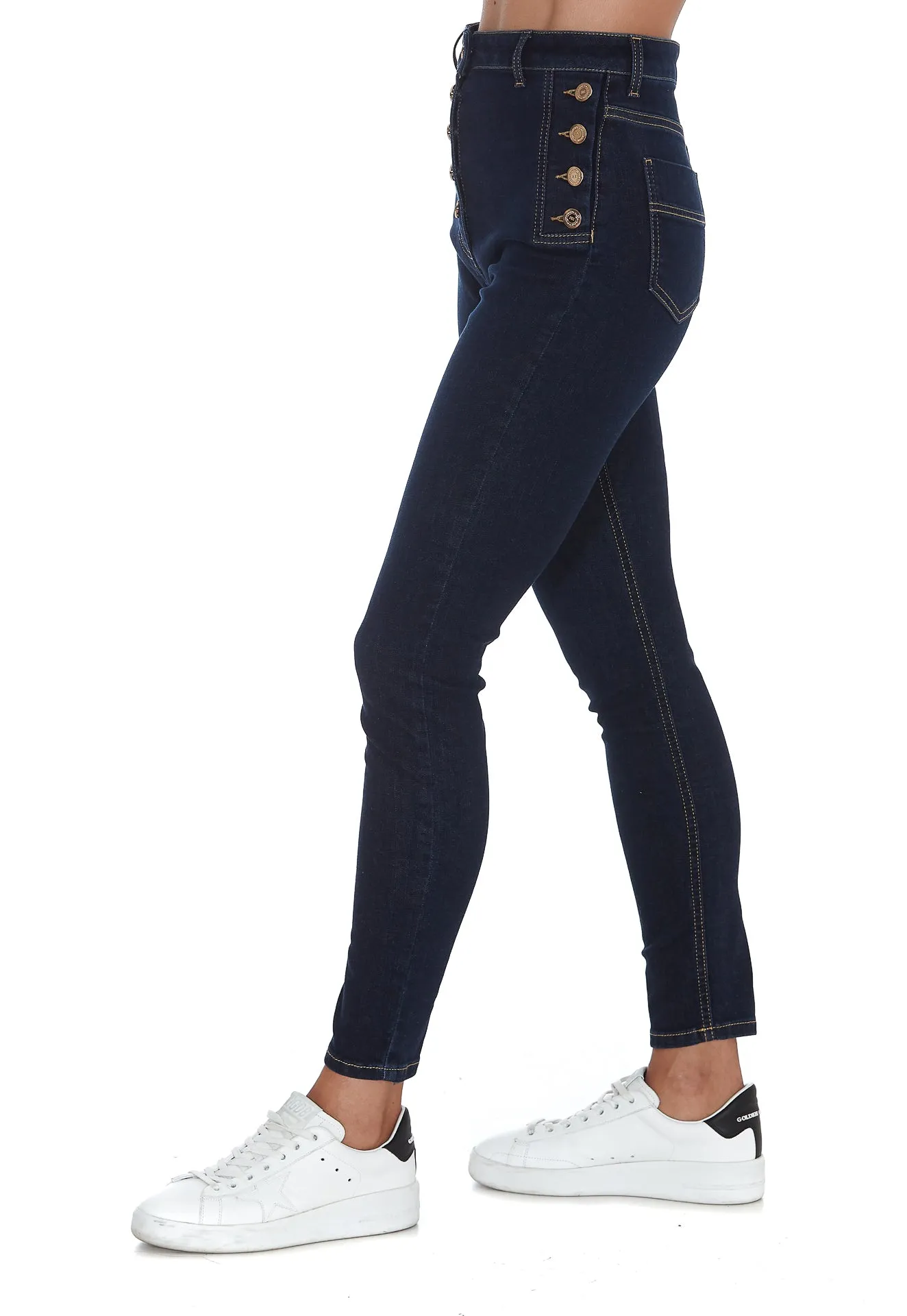 Elisabetta Franchi High Waisted Slim Fit Jeans