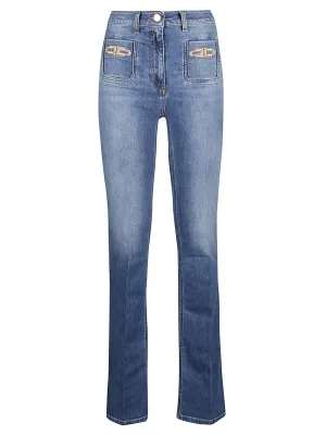 Elisabetta Franchi Logo Detailed Bootcut Jeans