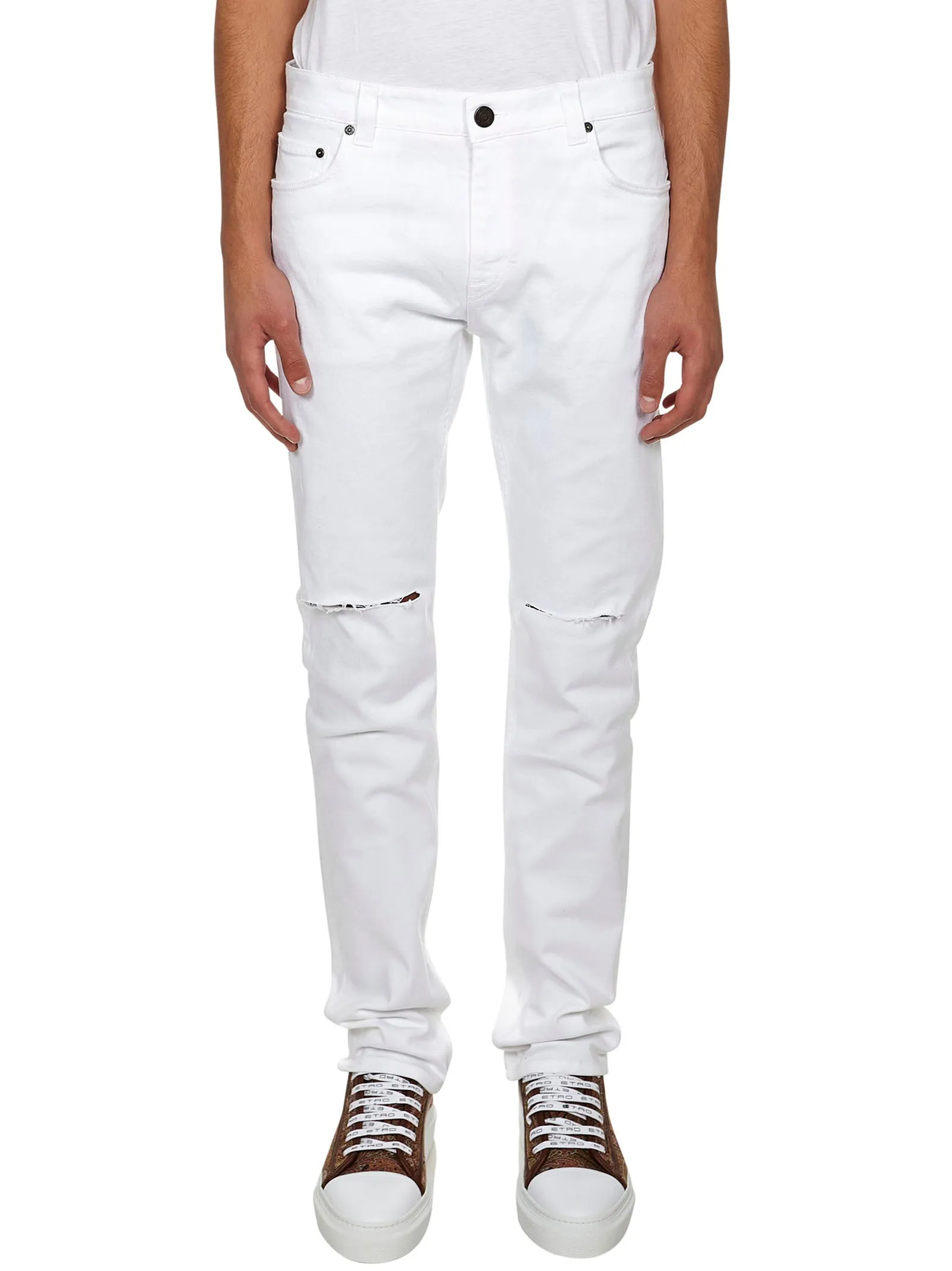 Etro Distressed Straight Leg Jeans