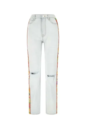 Etro Embroidered Edge Ripped Jeans