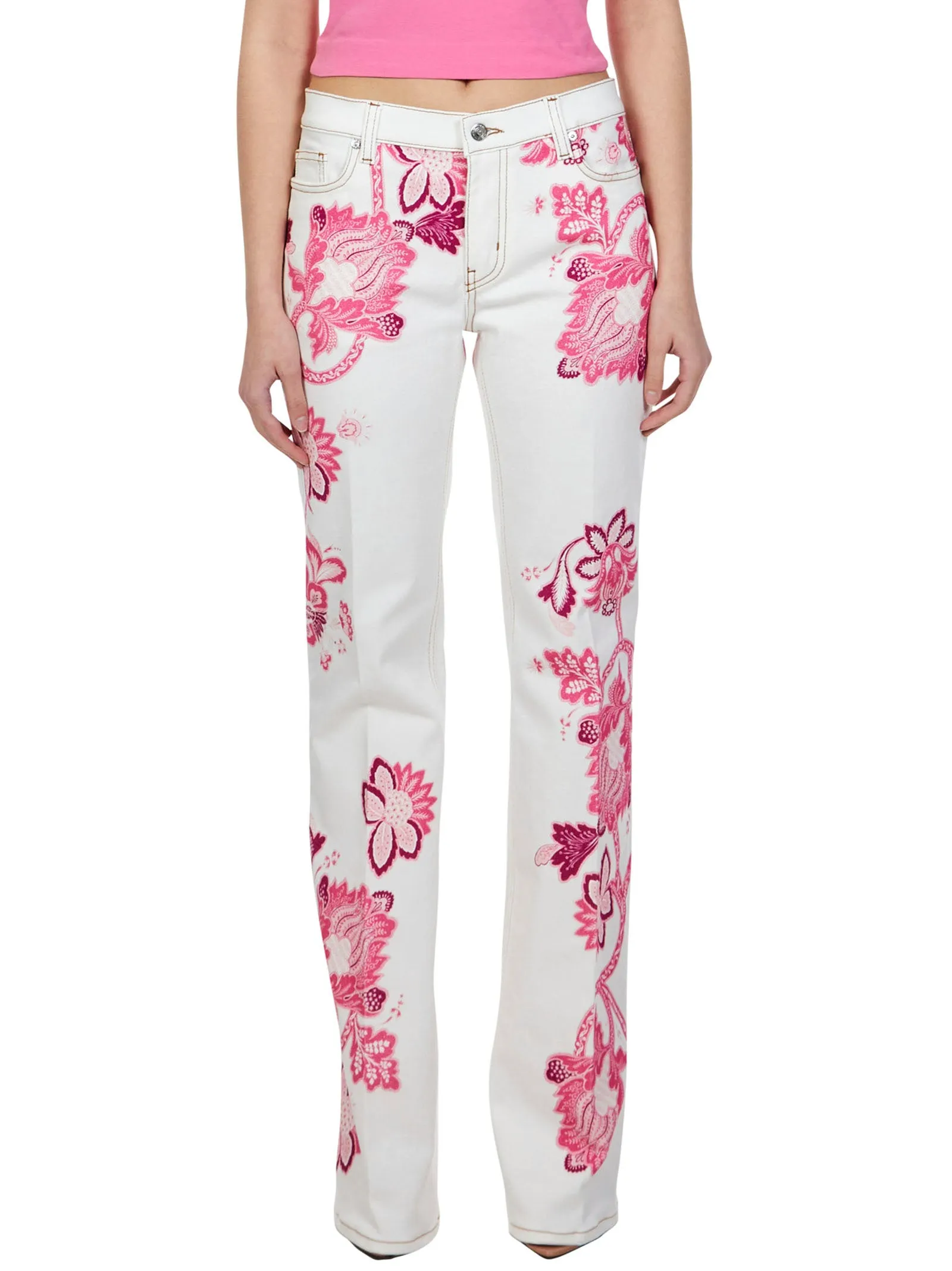 Etro Tree Of Life Printed Mid Rise Jeans