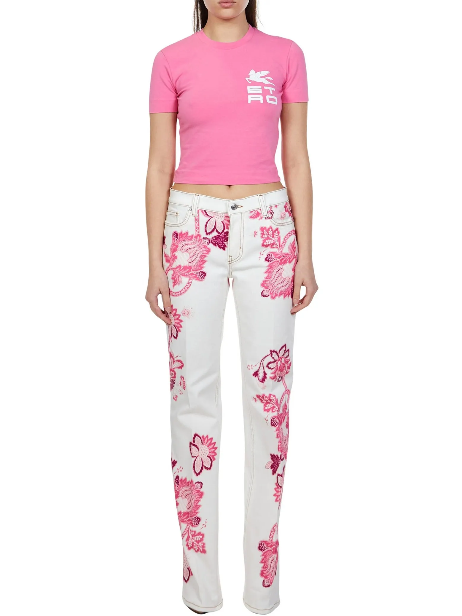 Etro Tree Of Life Printed Mid Rise Jeans