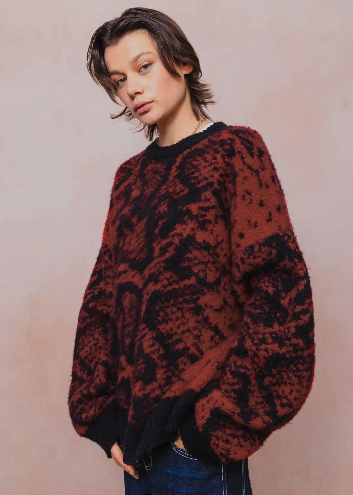 Evil Snake Print Knit Jumper