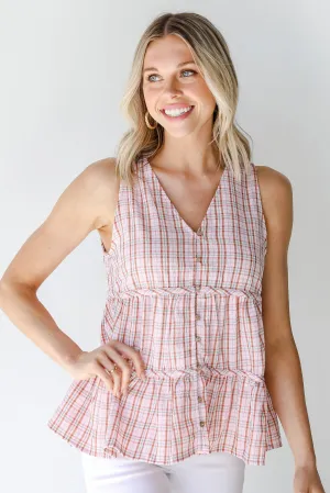 FINAL SALE - Follow The Sun Plaid Tiered Tank