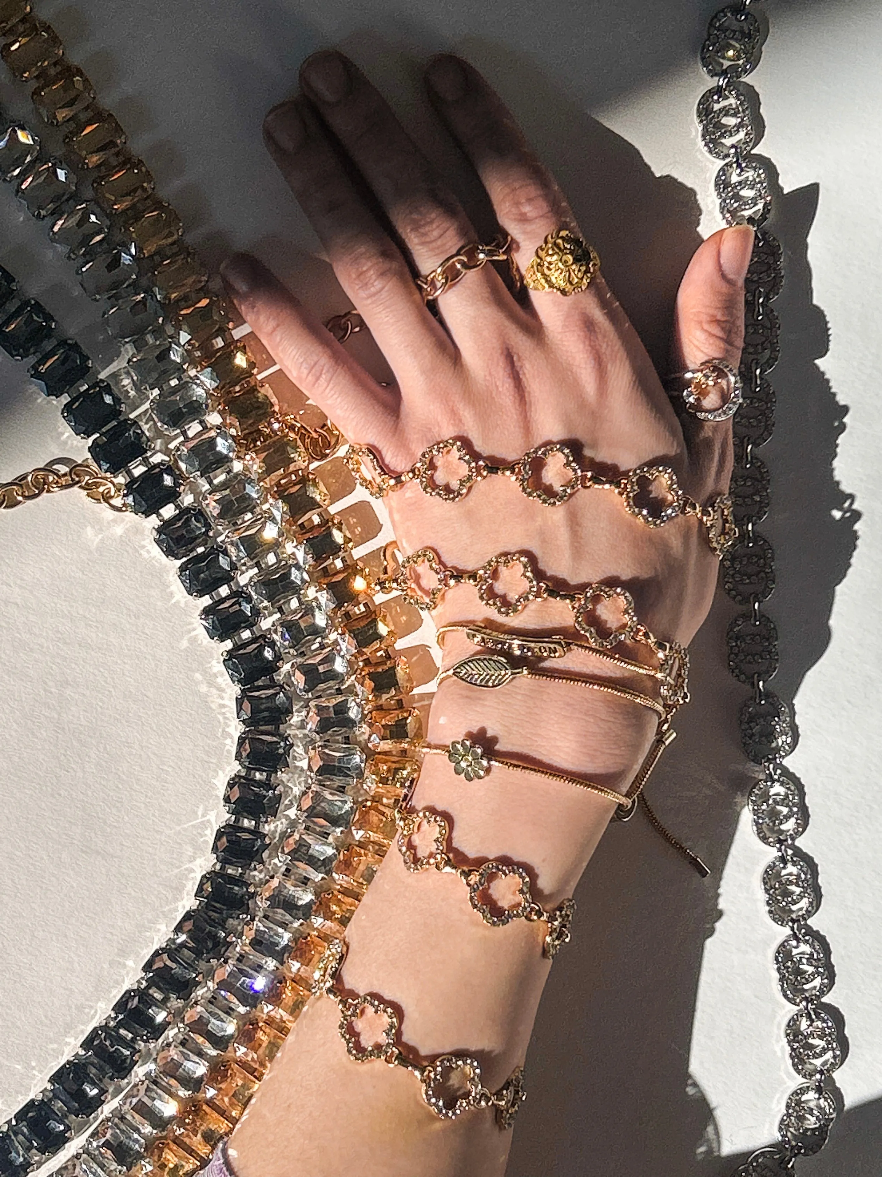 Five Petal Floral Rhinestone Chain Belt