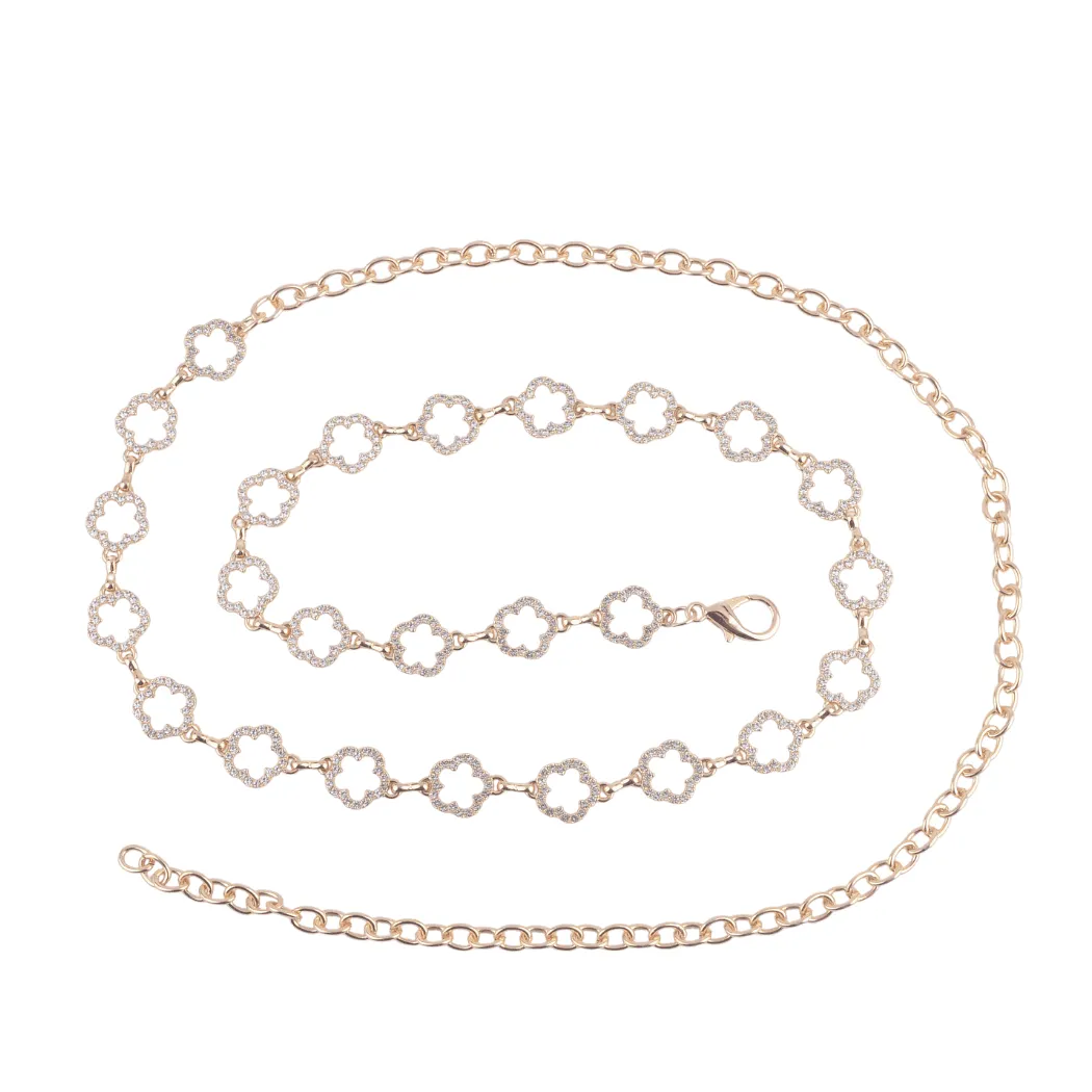 Five Petal Floral Rhinestone Chain Belt