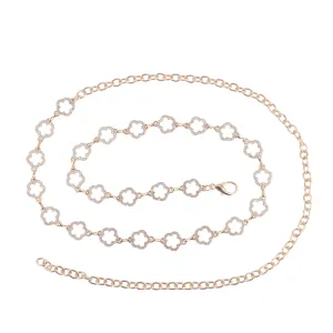 Five Petal Floral Rhinestone Chain Belt