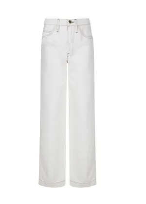 Frame Le Italien Logo Patch Wide Leg Jeans