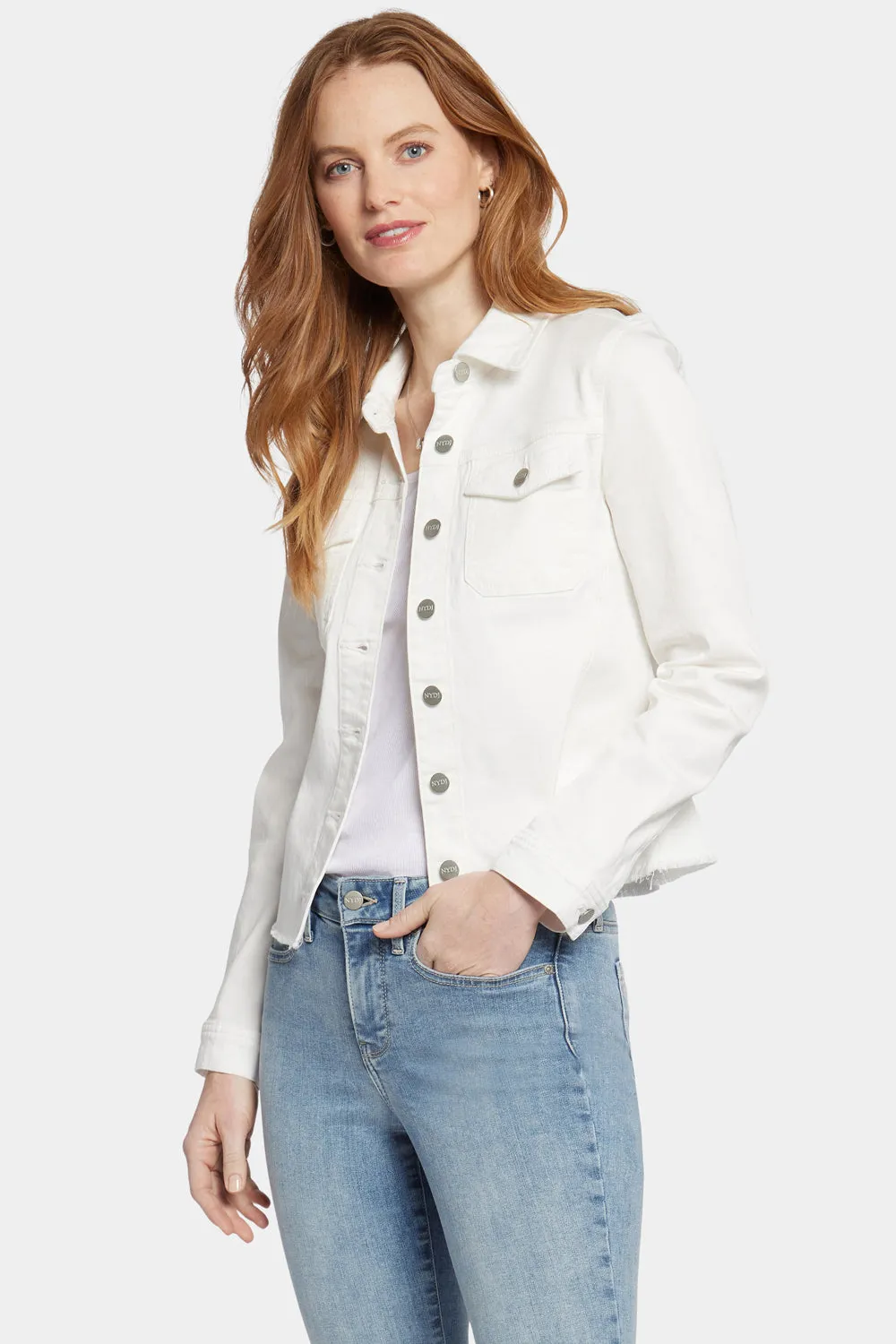 Frayed Hem Jacket - Optic White