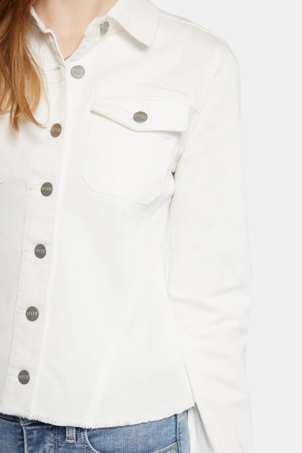 Frayed Hem Jacket - Optic White