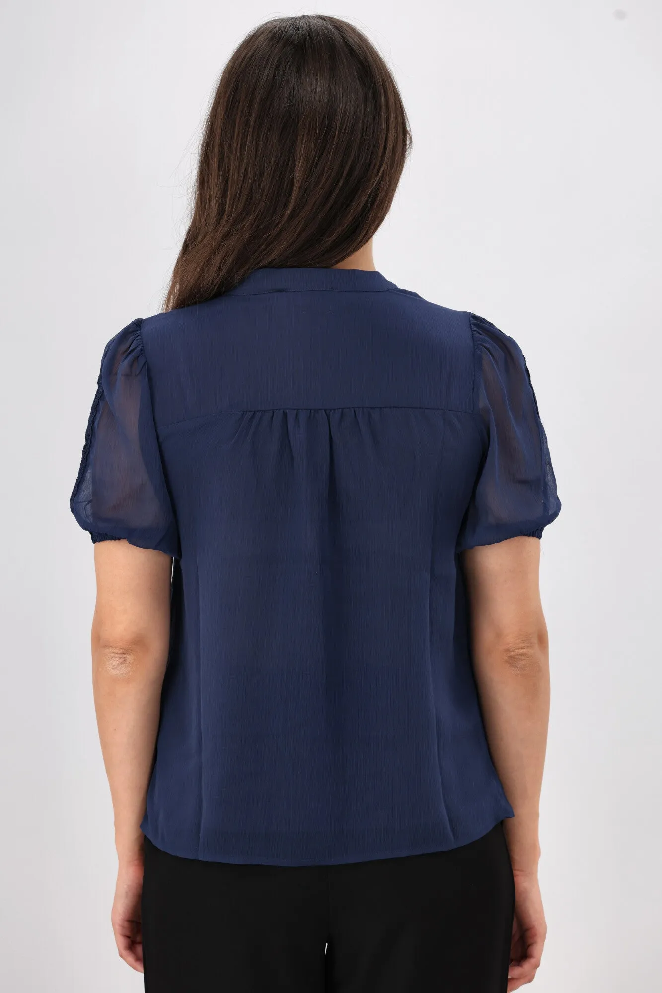 Gloss by Shine On Elin Lace Pin Tuck Blouse Midnight