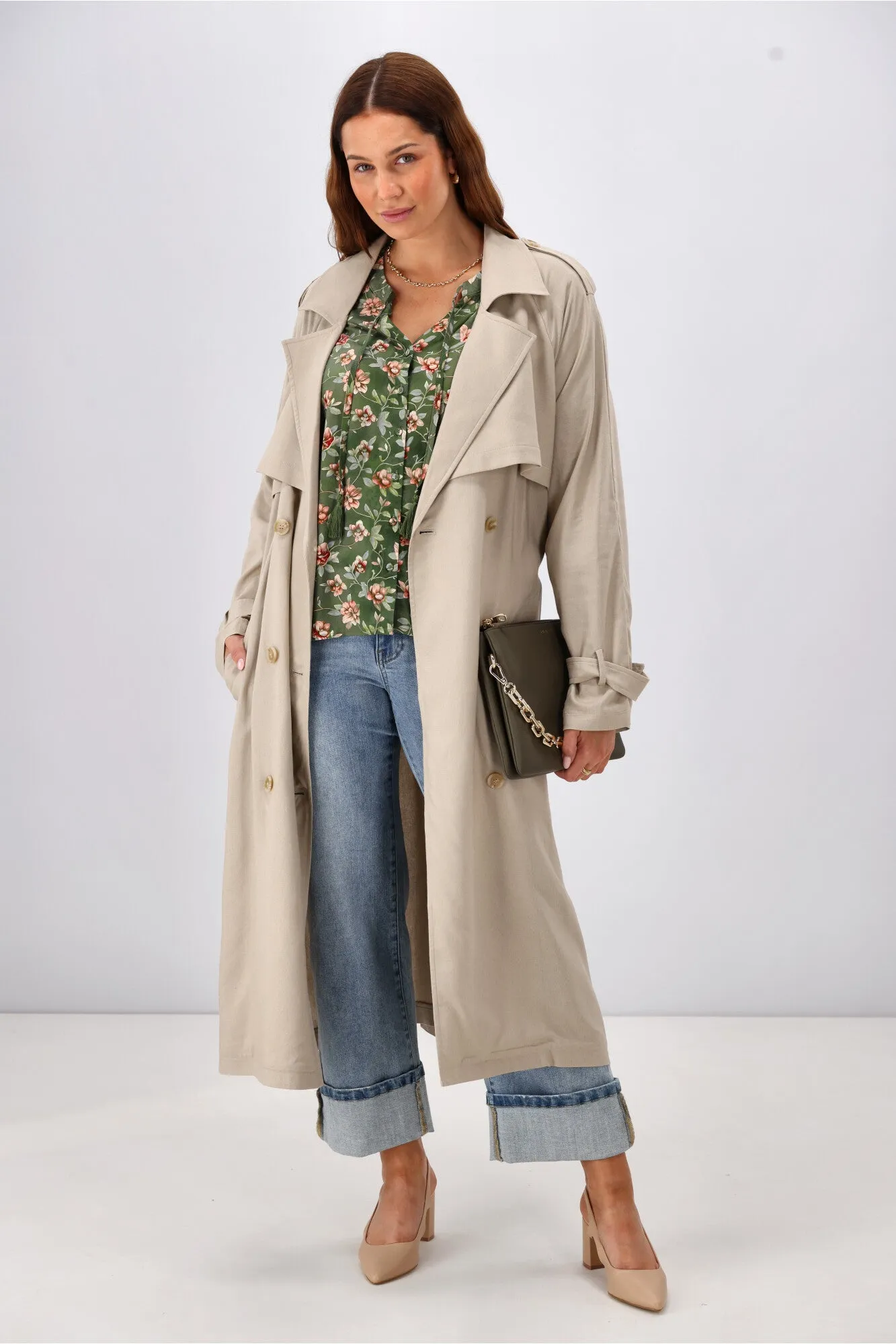 Gloss The Label Zinnia Mandarin Collar Blouse Botanical Floral