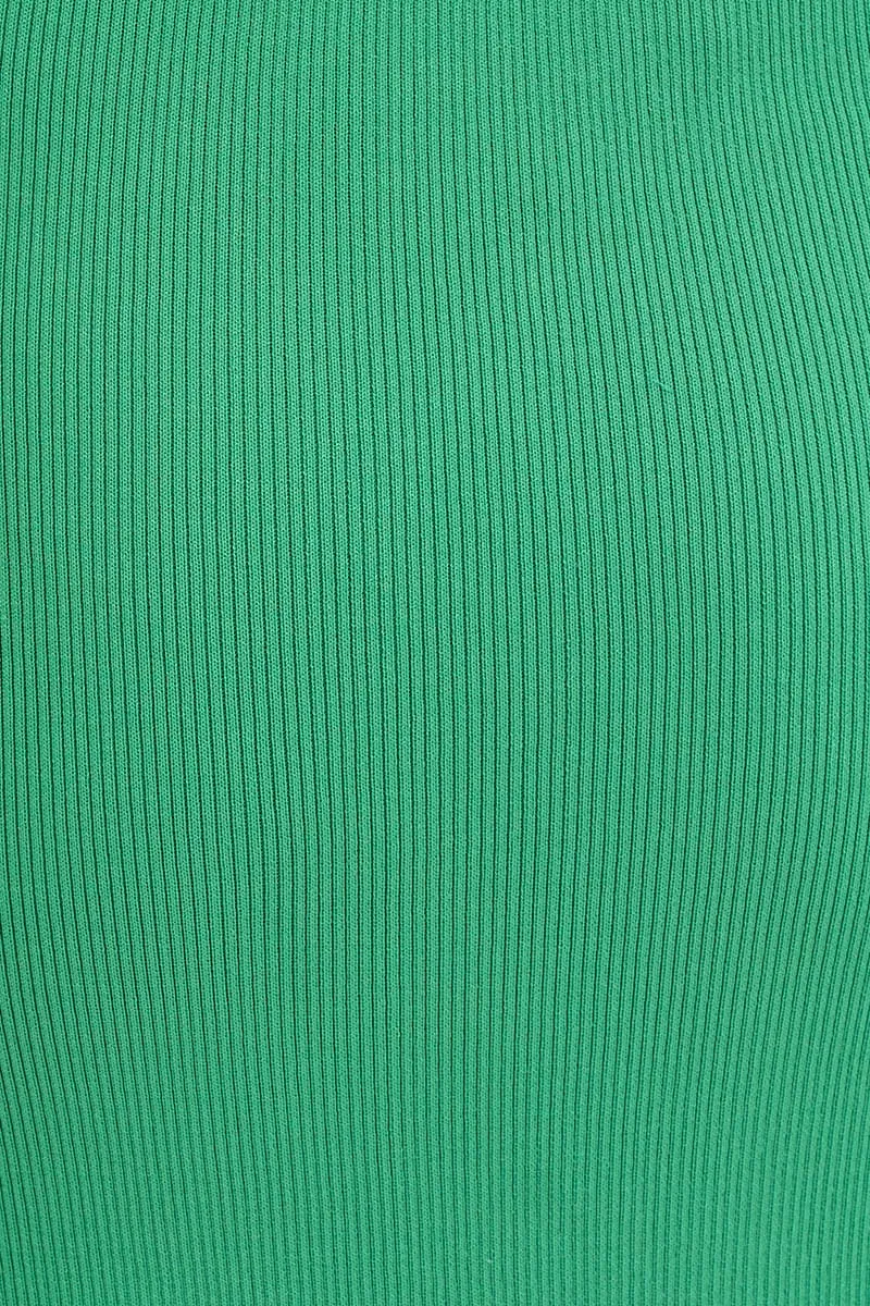 Green Knit Skirt Midi Side Split