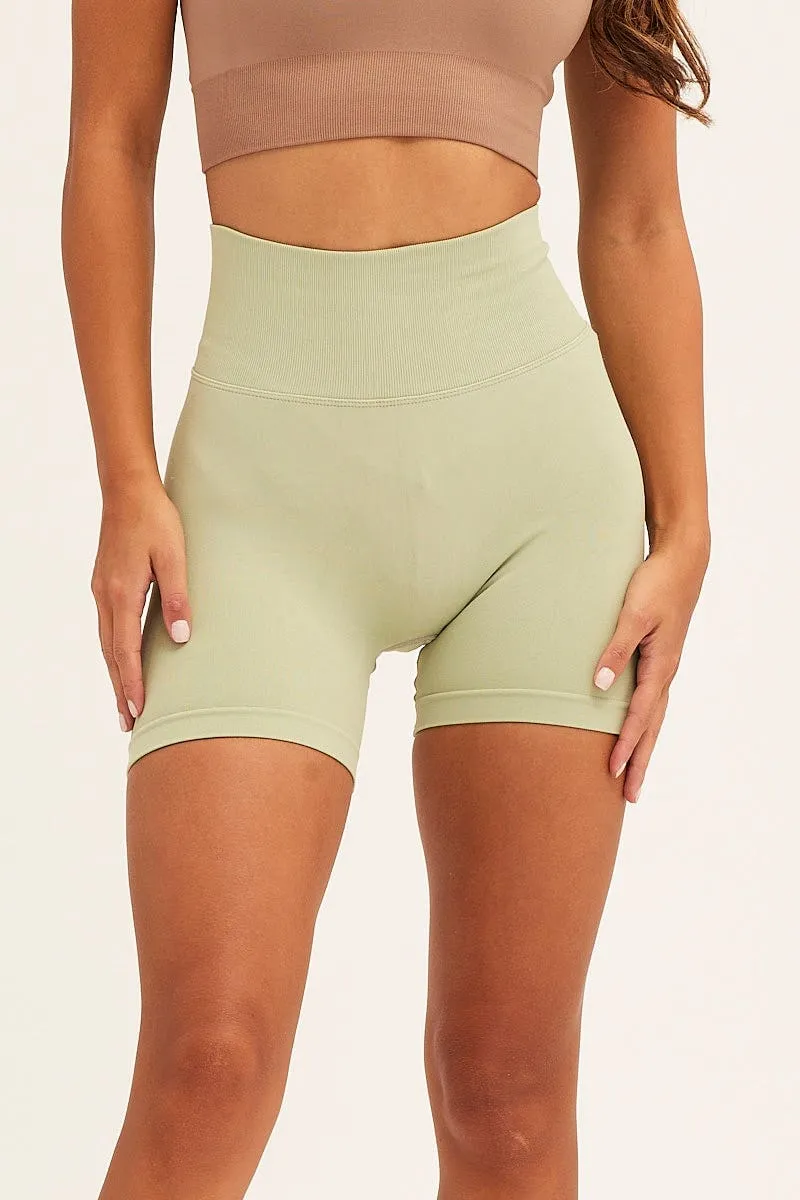 Green Seamless Bike Shorts