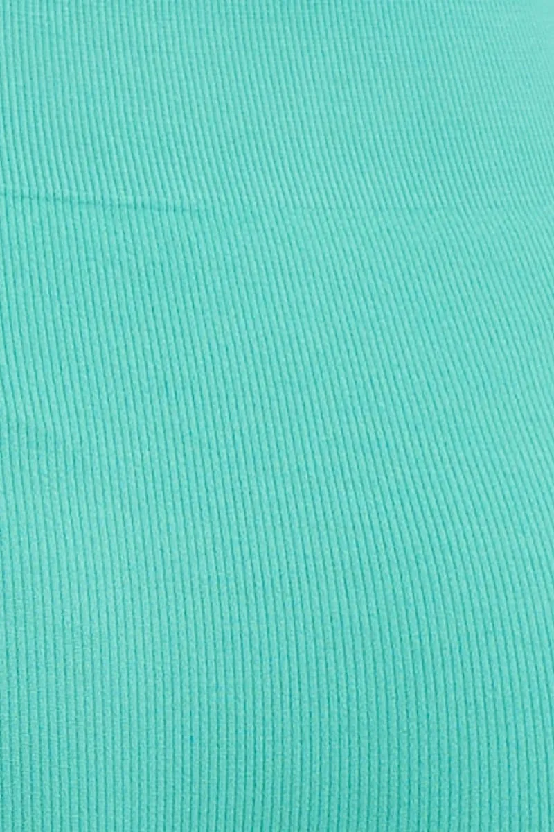 Green Seamless Rib Bike Short