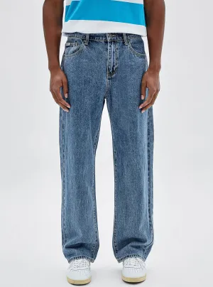 Guess Originals Mid Rise Straight Leg Bowie Denim Jeans In Medium Wash