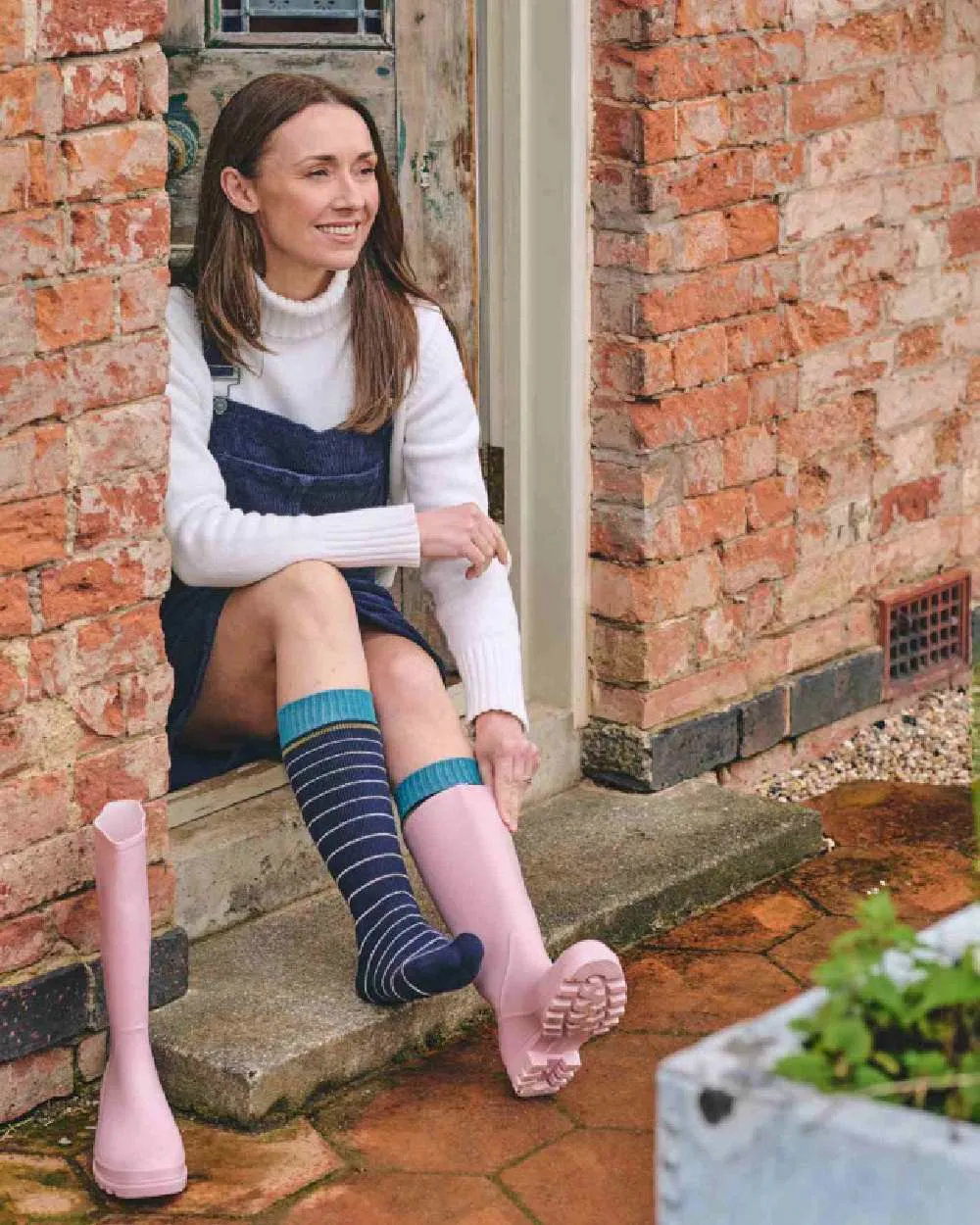 HJ Hall Womens Stripe Welly Socks