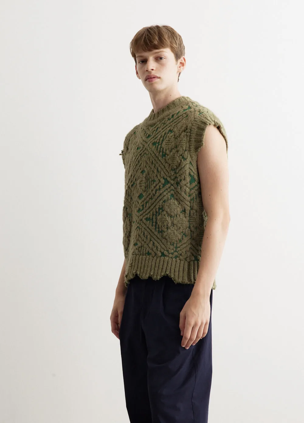 Jacquard Crew-Neck Vest