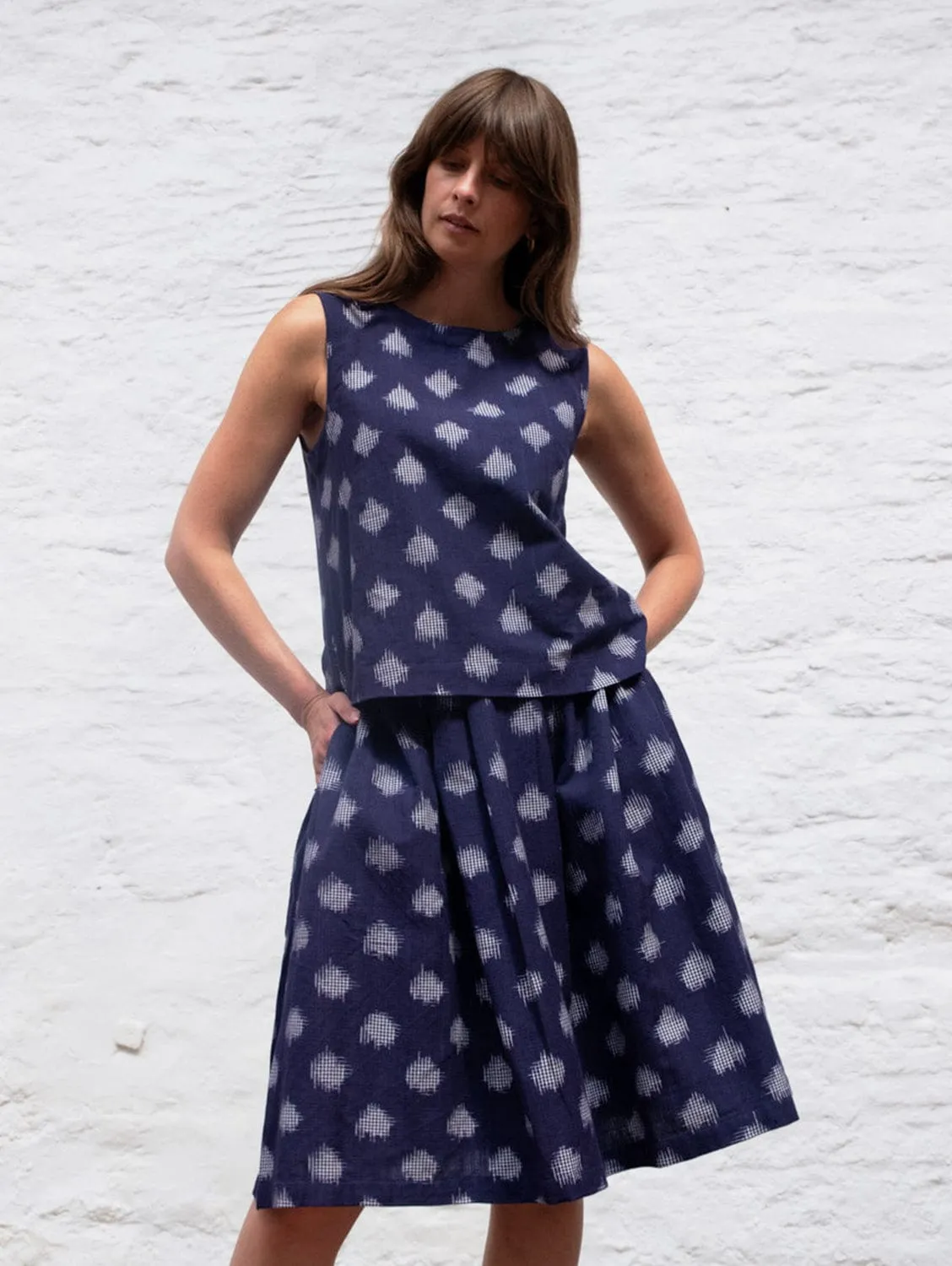 Jordan Women's Cotton Casual Skirt | Indigo Dot Print