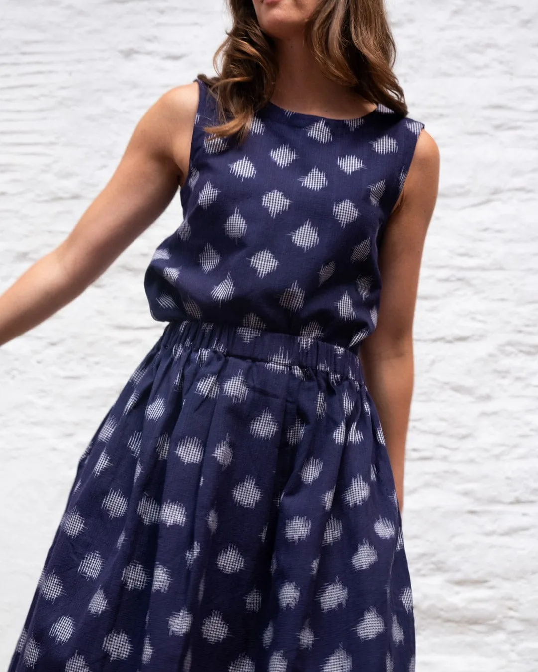 Jordan Women's Cotton Casual Skirt | Indigo Dot Print
