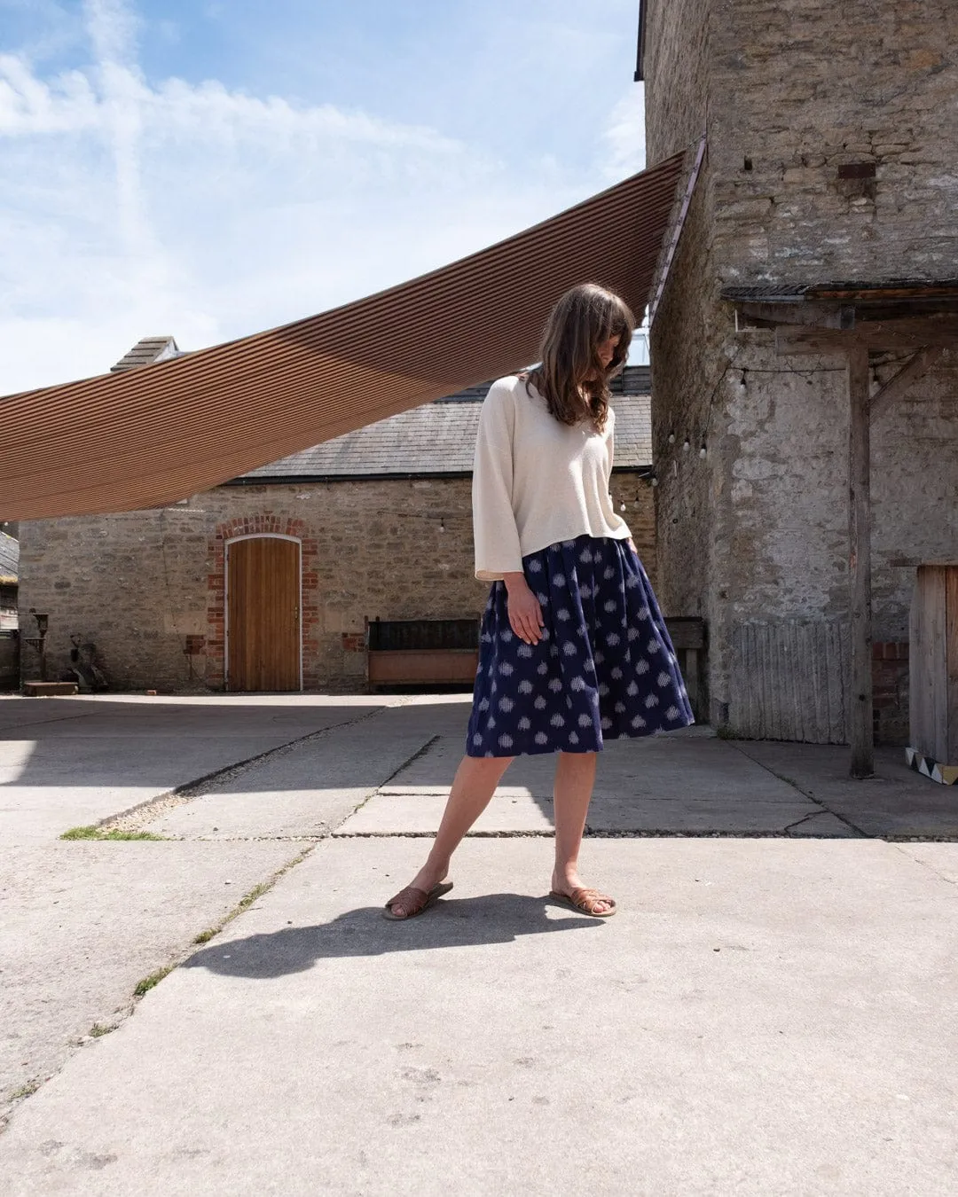 Jordan Women's Cotton Casual Skirt | Indigo Dot Print