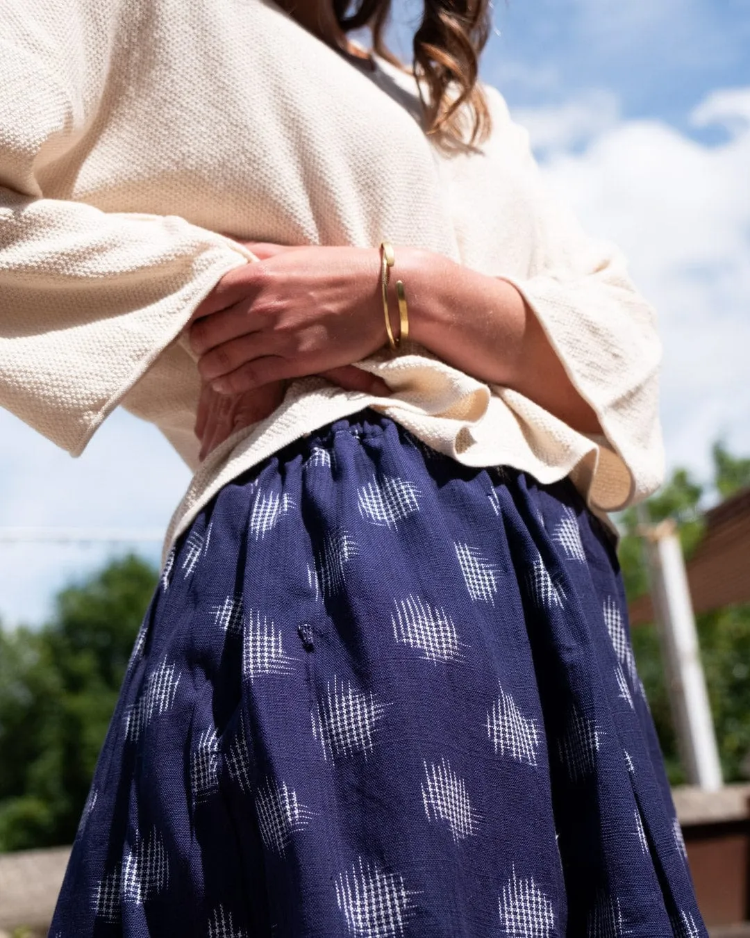 Jordan Women's Cotton Casual Skirt | Indigo Dot Print