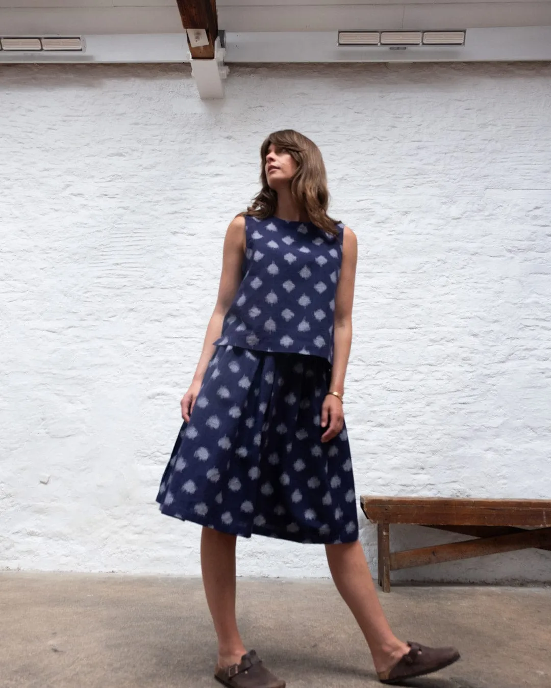 Jordan Women's Cotton Casual Skirt | Indigo Dot Print